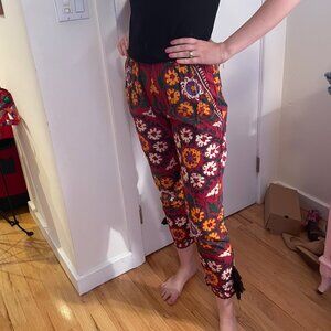 Rhode Resort Printed High-rise Lightweight Non-stretch Tassel Pants Size Sm